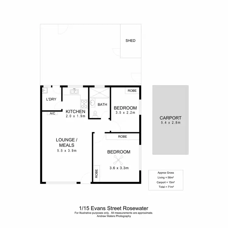 Floorplan of Homely unit listing, 1/15 Evans Street, Rosewater SA 5013
