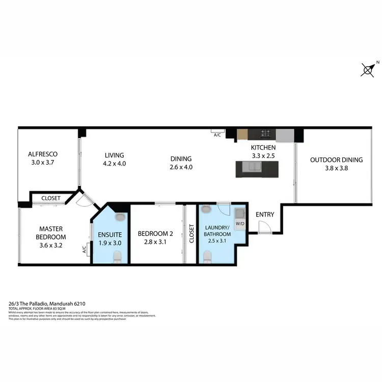 Floorplan of Homely unit listing, 26/3 The Palladio, Mandurah WA 6210
