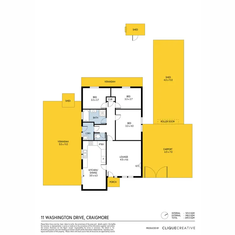 Floorplan of Homely house listing, 11 Washington Drive, Craigmore SA 5114