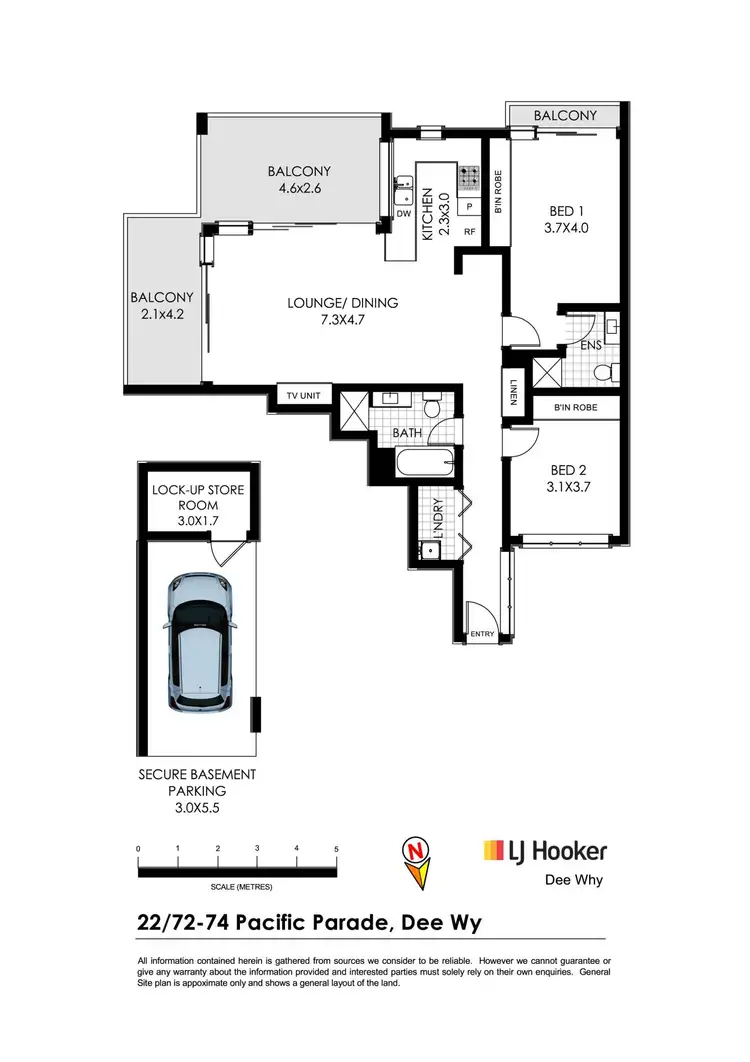 Floorplan of Homely unit listing, 22/72-74 Pacific Parade, Dee Why NSW 2099