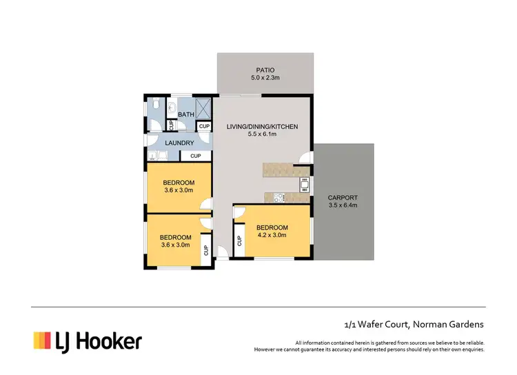 Floorplan of Homely unit listing, 1/1 Wafer Court, Norman Gardens QLD 4701