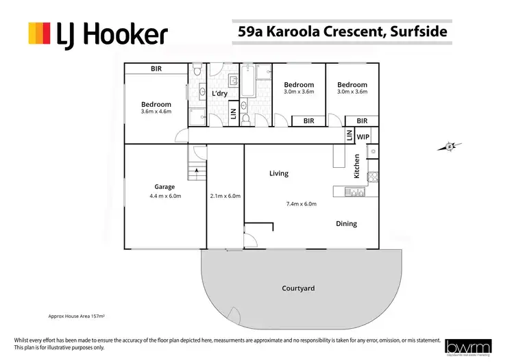 Floorplan of Homely semi-detached listing, 1/59 Karoola Crescent, Surfside NSW 2536