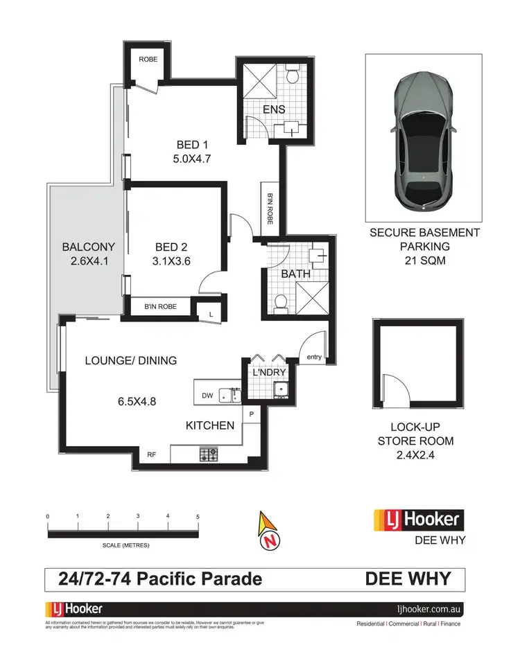 Floorplan of Homely unit listing, 24/72-74 Pacific Parade, Dee Why NSW 2099