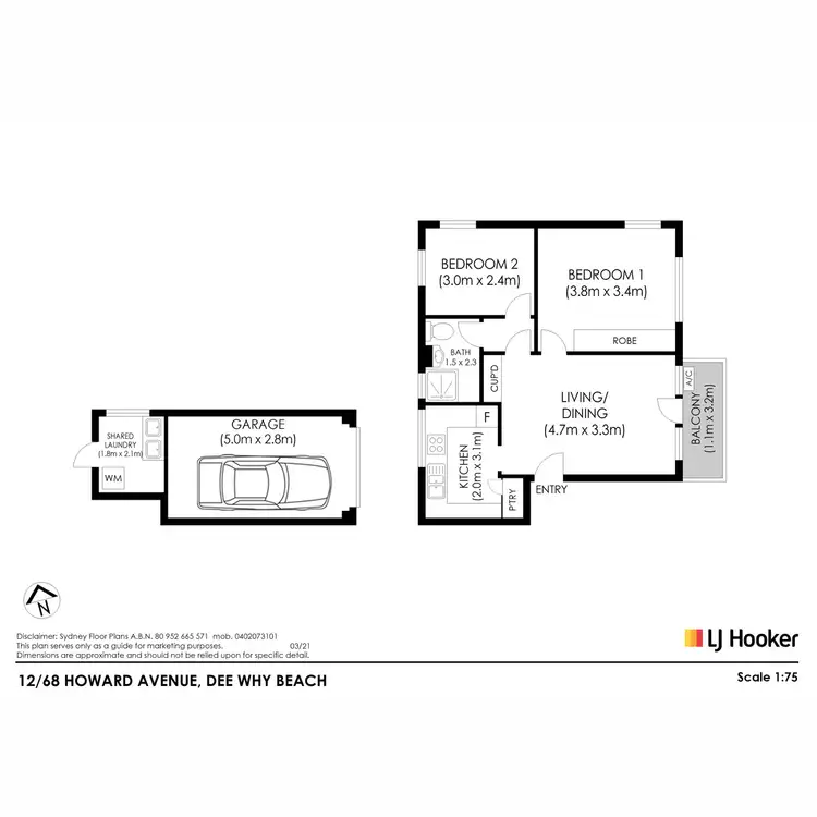 Floorplan of Homely unit listing, 12/68 Howard Avenue, Dee Why NSW 2099