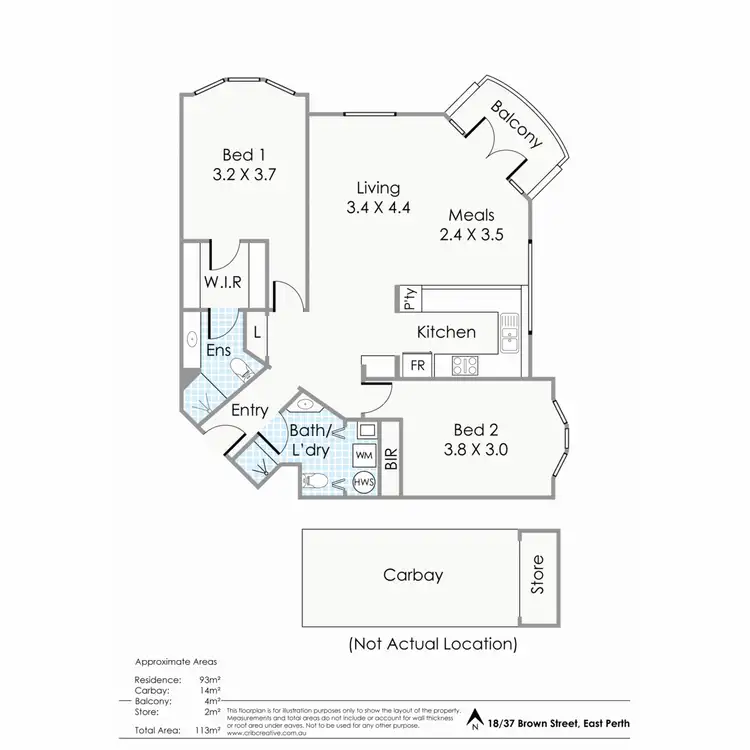 Floorplan of Homely apartment listing, 18/37 Brown Street, East Perth WA 6004