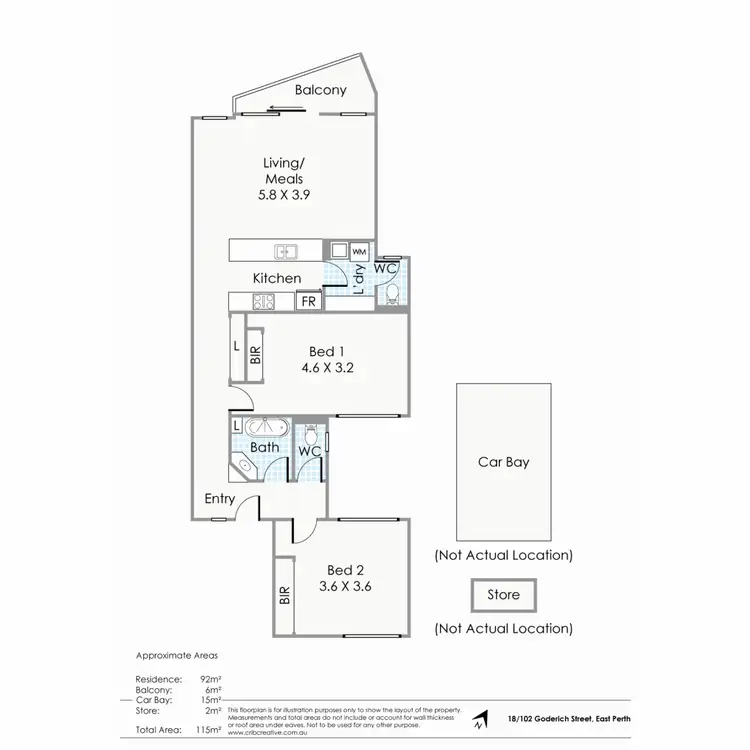 Floorplan of Homely apartment listing, 18/102 Goderich Street, East Perth WA 6004