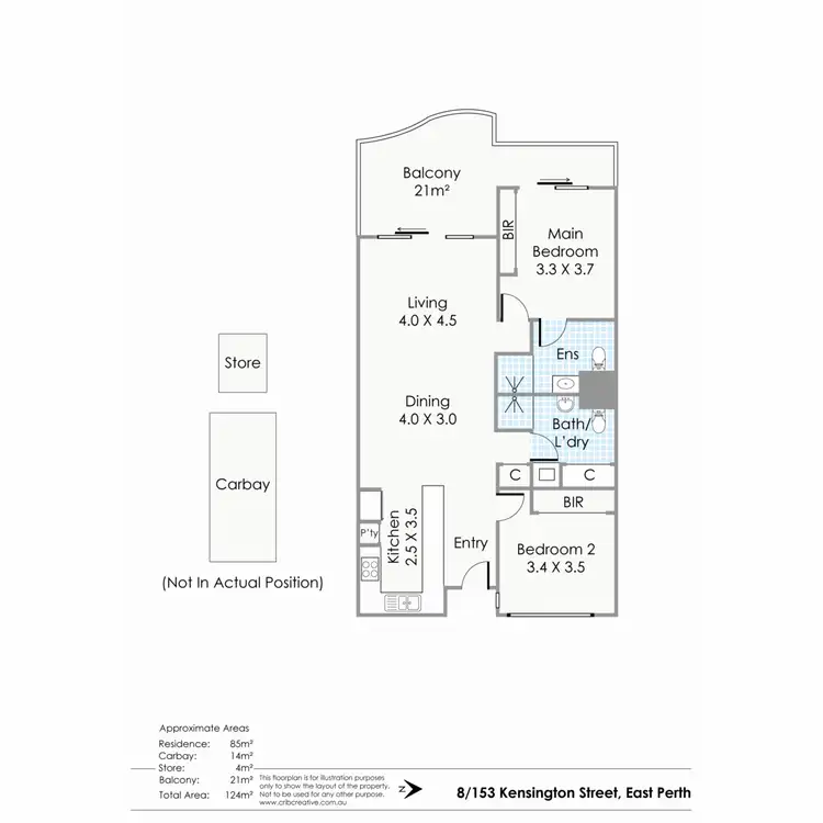 Floorplan of Homely apartment listing, 8/153 Kensington Street, East Perth WA 6004