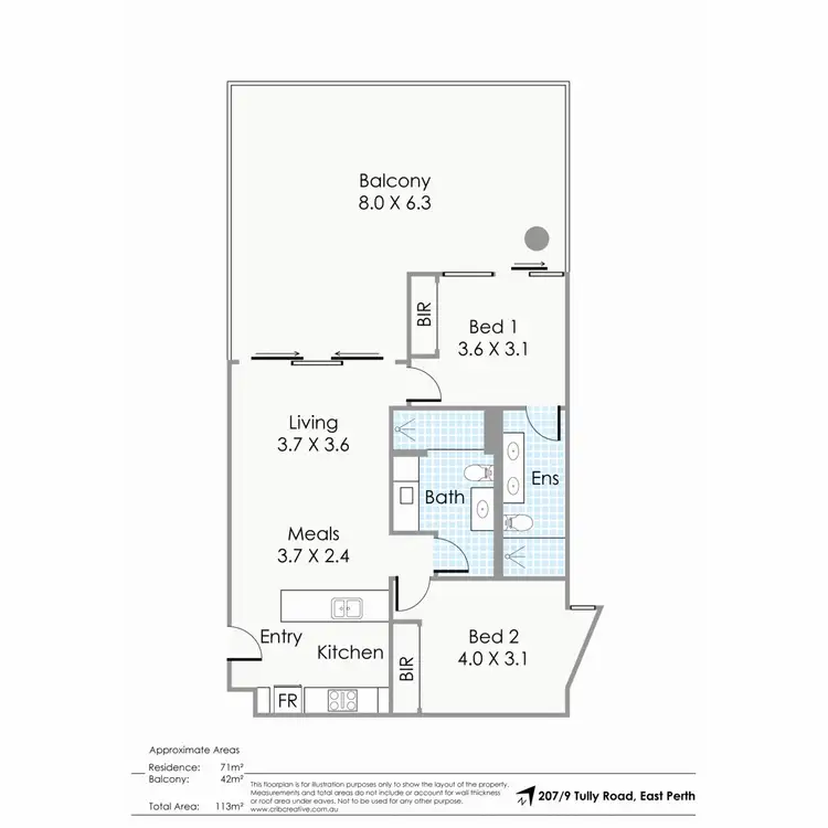 Floorplan of Homely apartment listing, 207/9 Tully Road, East Perth WA 6004