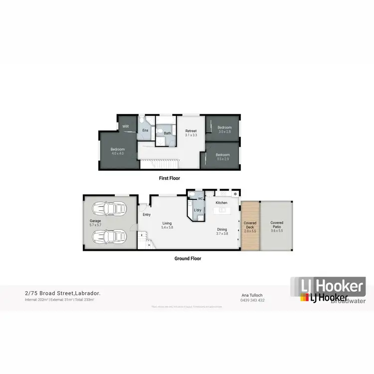 Floorplan of Homely semi-detached listing, 2/75 Broad Street, Labrador QLD 4215