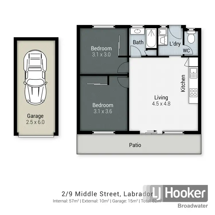 Floorplan of Homely unit listing, 2/9 Middle Street, Labrador QLD 4215