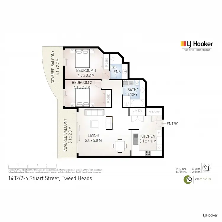 Floorplan of Homely apartment listing, 1402/2-4 Stuart Street, Tweed Heads NSW 2485