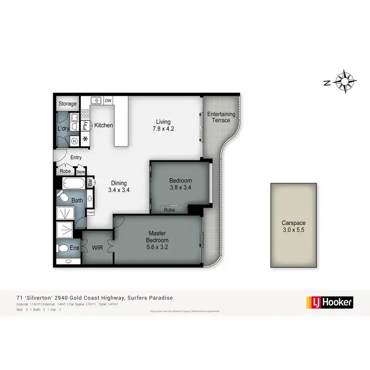 Floorplan of Homely apartment listing, 71/2940 Gold Coast Highway, Surfers Paradise QLD 4217