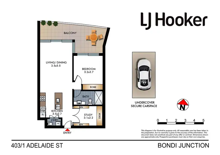 Floorplan of Homely unit listing, 403/1 Adelaide Street, Bondi Junction NSW 2022