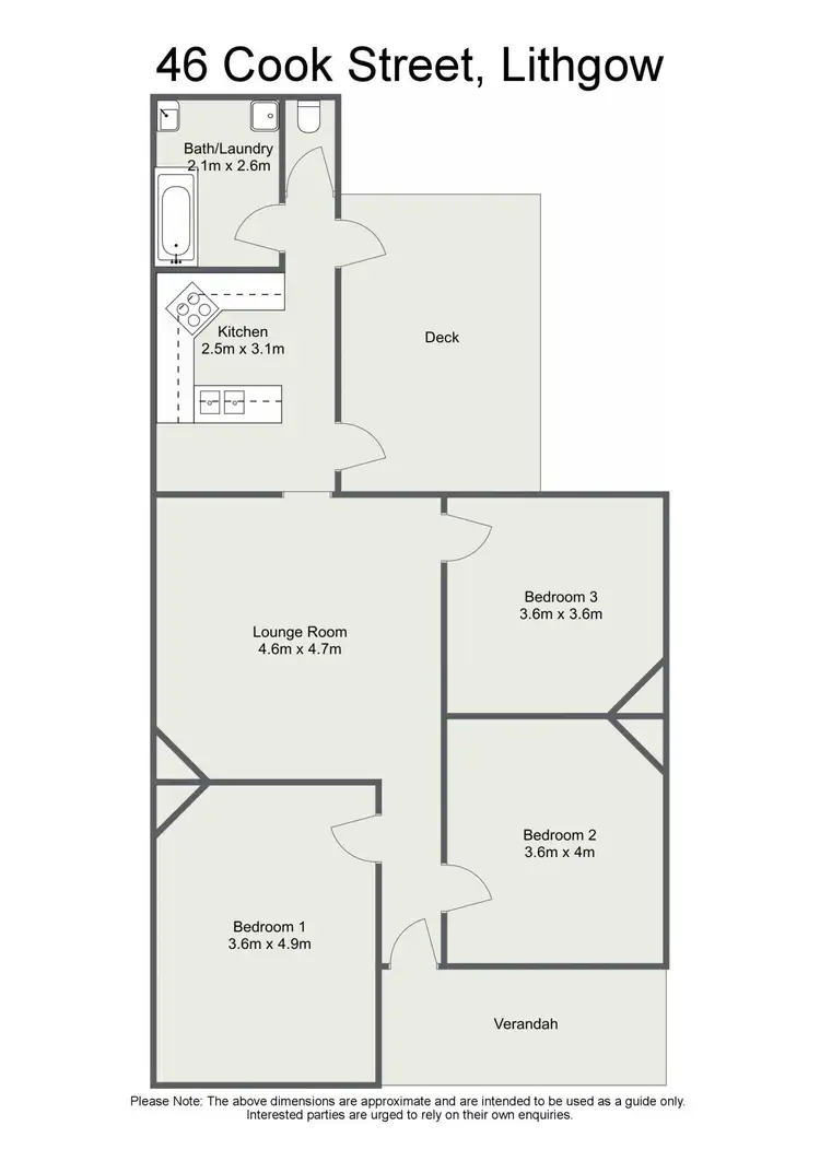 Floorplan of Homely semi-detached listing, 46 Cook Street, Lithgow NSW 2790