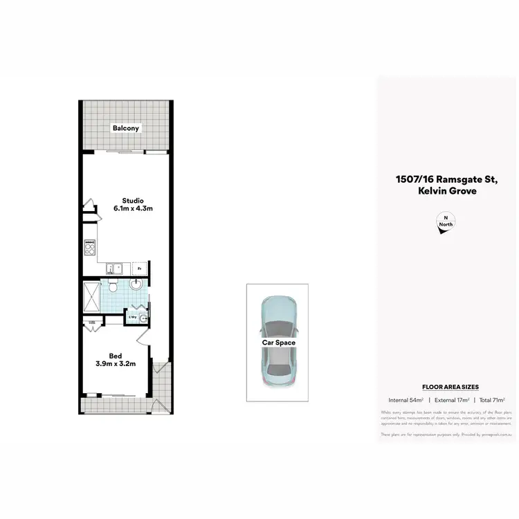 Floorplan of Homely apartment listing, 1507/16 Ramsgate Street, Kelvin Grove QLD 4059