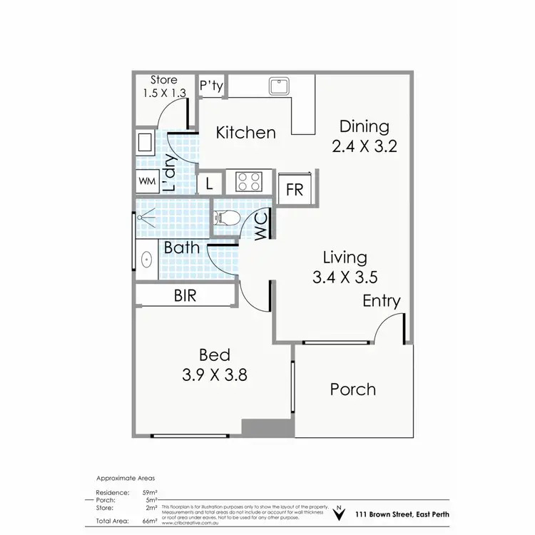 Floorplan of Homely apartment listing, 111 Brown Street, East Perth WA 6004