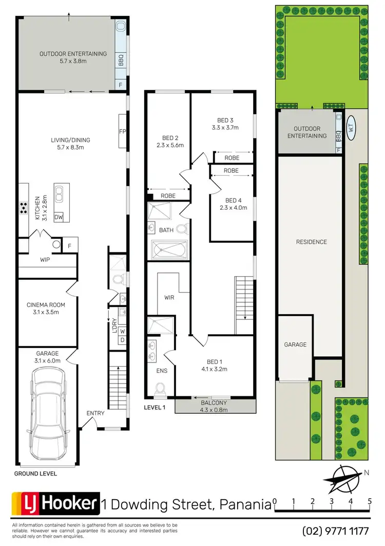 Floorplan of Homely semi-detached listing, 1 Dowding Street, Panania NSW 2213