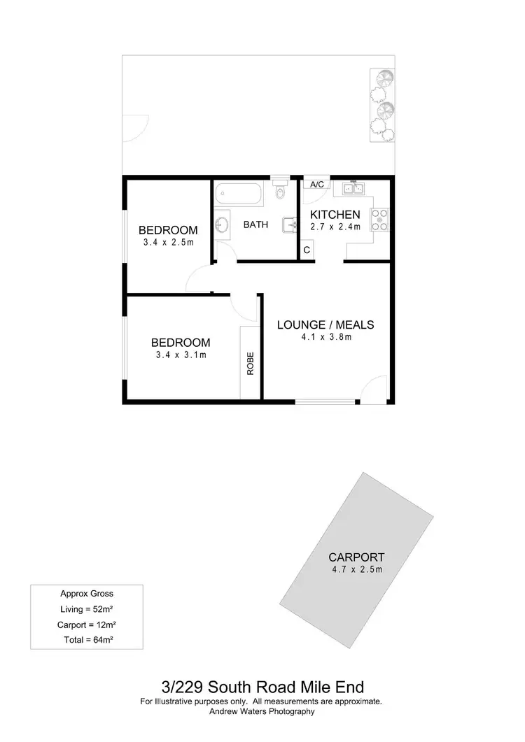 Floorplan of Homely unit listing, 3/229 South Road, Mile End SA 5031