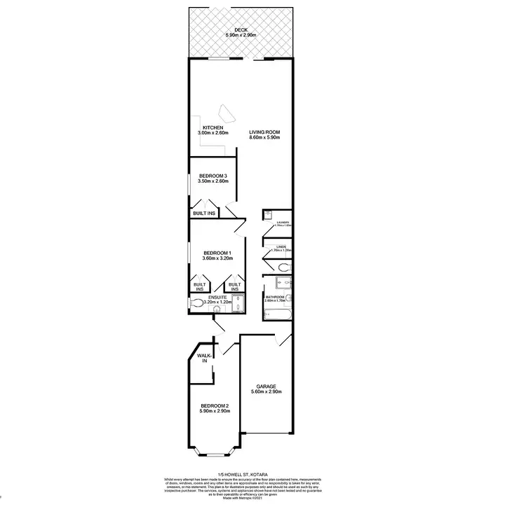Floorplan of Homely semi-detached listing, 1/5 Howell Street, Kotara NSW 2289