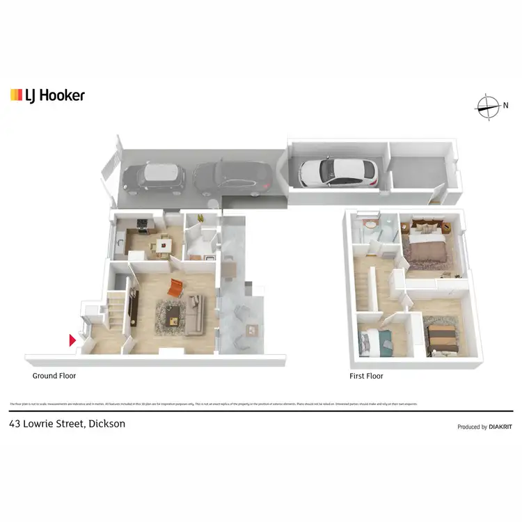 Floorplan of Homely semi-detached listing, 43 Lowrie Street, Dickson ACT 2602
