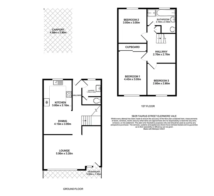 Floorplan of Homely townhouse listing, 58/29 Taurus Street, Elermore Vale NSW 2287