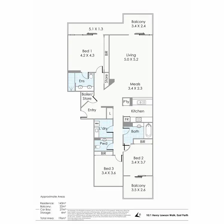 Floorplan of Homely apartment listing, 10/1 Henry Lawson Walk, East Perth WA 6004
