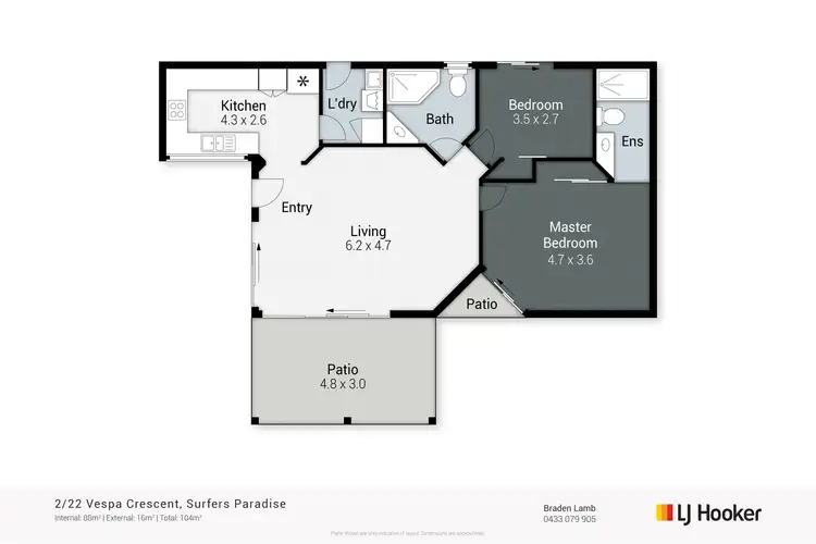 Floorplan of Homely semi-detached listing, 2/22 Vespa Crescent, Surfers Paradise QLD 4217