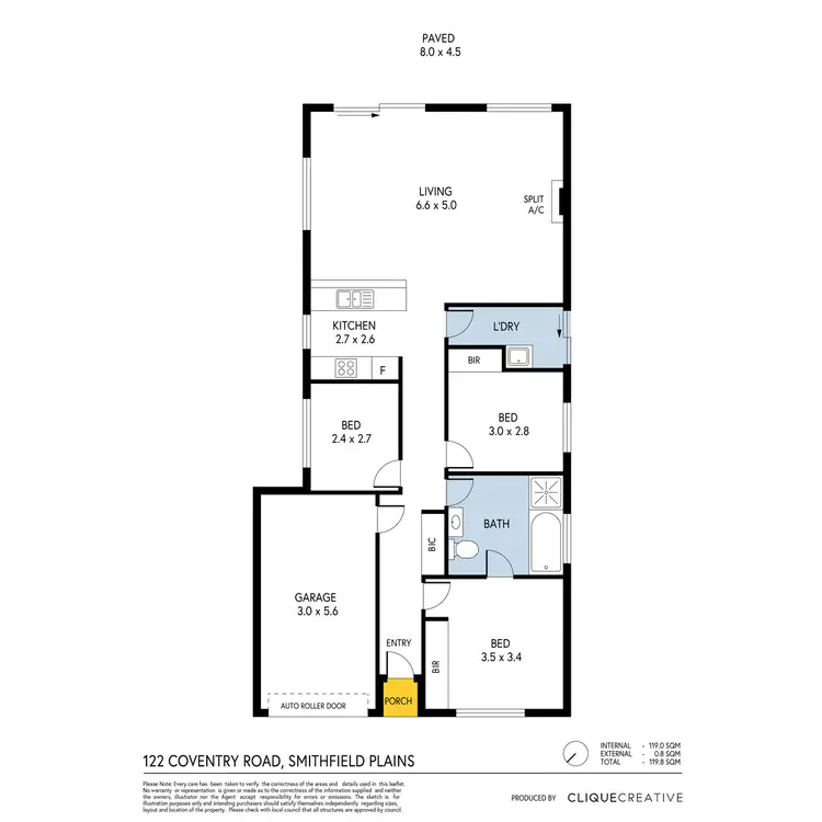 Floorplan of Homely house listing, 122 Coventry Road, Smithfield Plains SA 5114