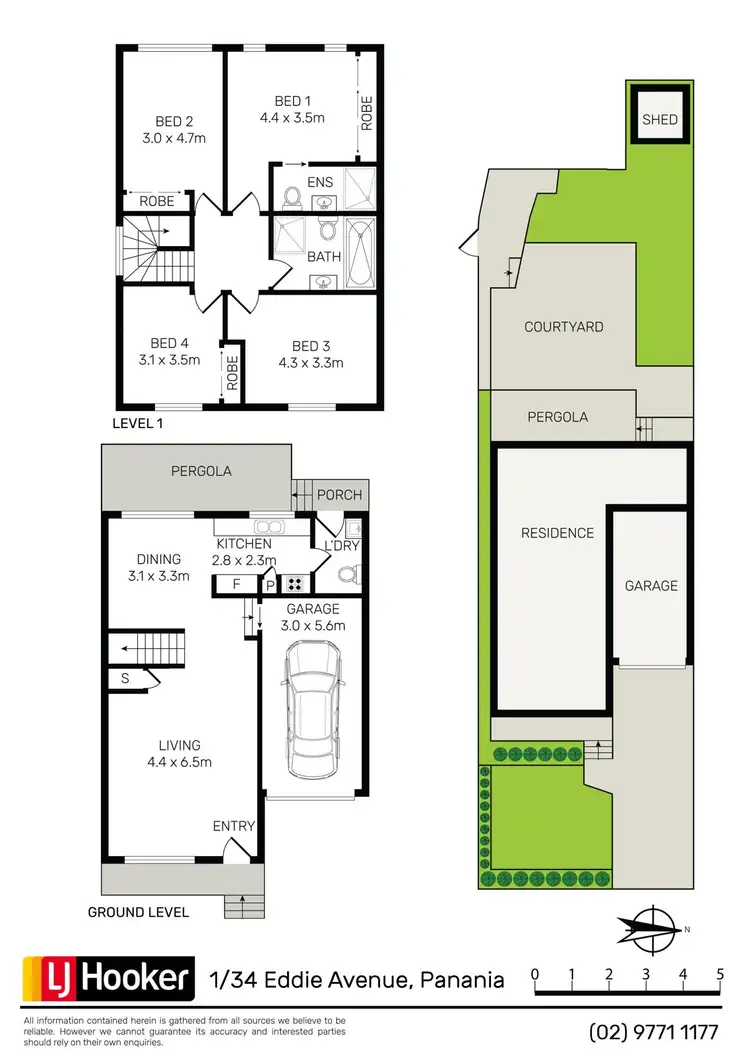 Floorplan of Homely semi-detached listing, 1/34 Eddie Avenue, Panania NSW 2213