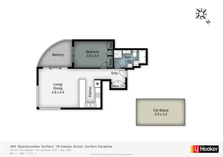 Floorplan of Homely unit listing, 409/18 Hanlan Street, Surfers Paradise QLD 4217