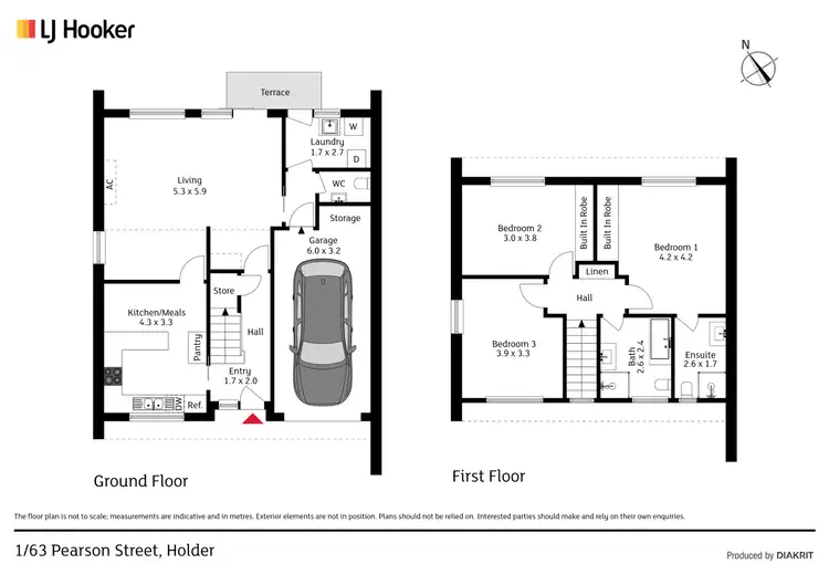 Floorplan of Homely townhouse listing, 1/63 Pearson Street, Holder ACT 2611