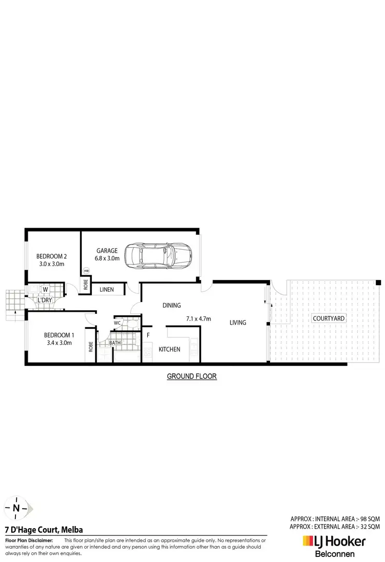 Floorplan of Homely townhouse listing, 7 D'Hage Court, Melba ACT 2615