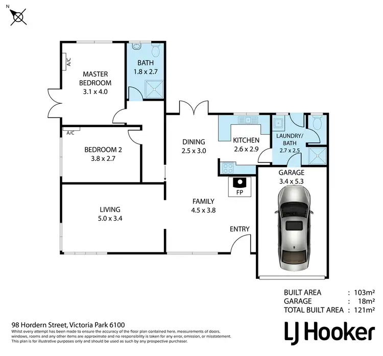Floorplan of Homely villa listing, 98 Hordern Street, Victoria Park WA 6100