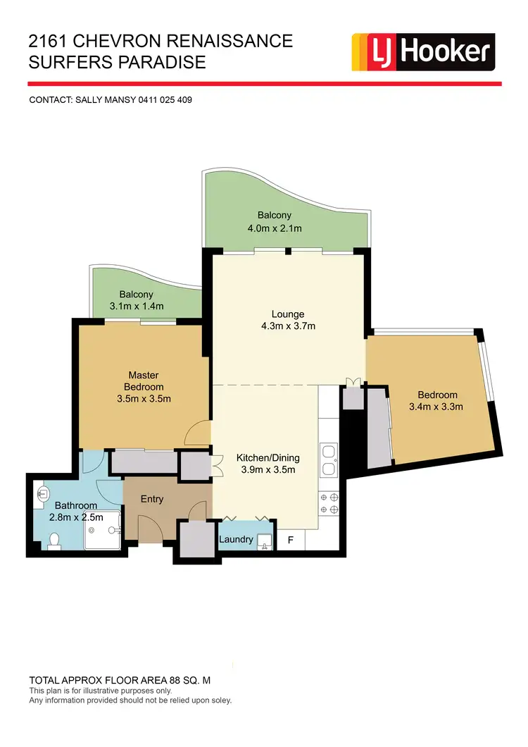 Floorplan of Homely apartment listing, 2161/23 Ferny Avenue, Surfers Paradise QLD 4217