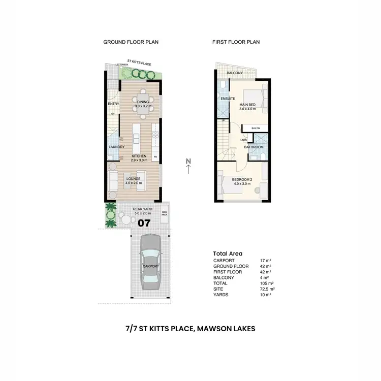 Floorplan of Homely townhouse listing, 7/7 St Kitts Place, Mawson Lakes SA 5095