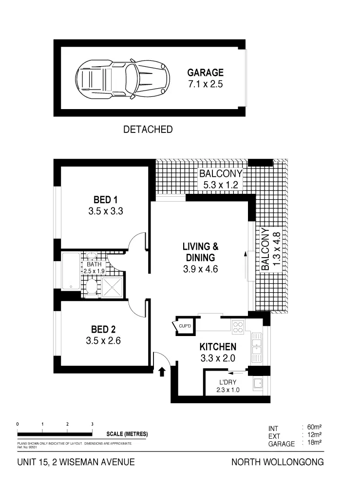 Floorplan of Homely apartment listing, 15/2-4 Wiseman Avenue, Wollongong NSW 2500
