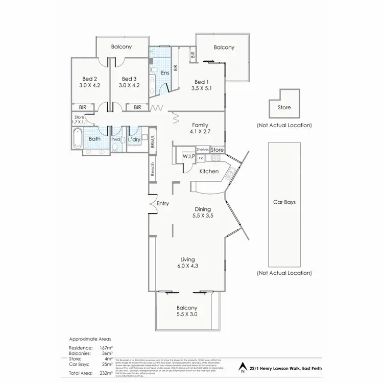 Floorplan of Homely apartment listing, 22/1 Henry Lawson Walk, East Perth WA 6004