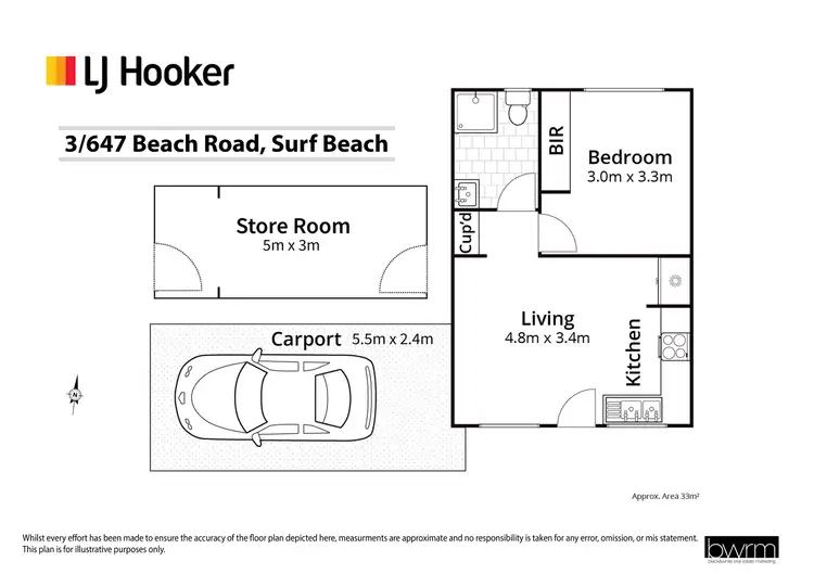 Floorplan of Homely unit listing, 3/647 Beach Road, Surf Beach NSW 2536