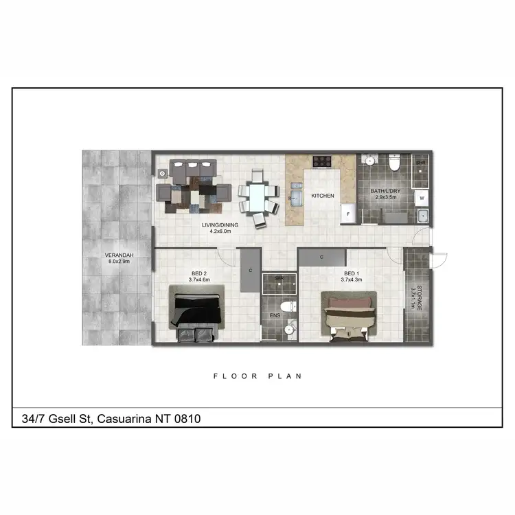 Floorplan of Homely unit listing, 34/7 Gsell Street, Casuarina NT 810