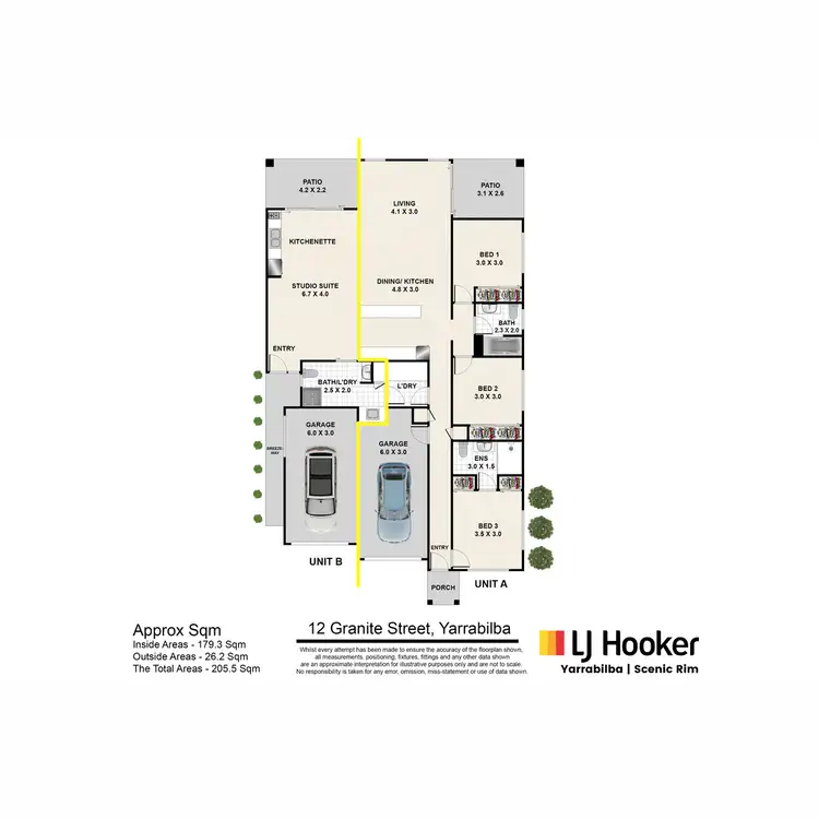 Floorplan of Homely semi-detached listing, 12 Granite Street, Yarrabilba QLD 4207