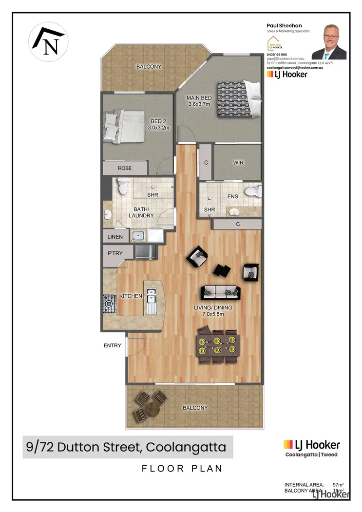 Floorplan of Homely unit listing, 9/72 Dutton Street, Coolangatta QLD 4225