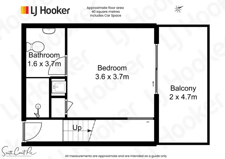 Floorplan of Homely studio listing, Unit 211A/202-208 Beach Road, Batehaven NSW 2536