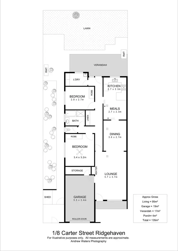 Floorplan of Homely unit listing, 1/8 Carter Street, Ridgehaven SA 5097