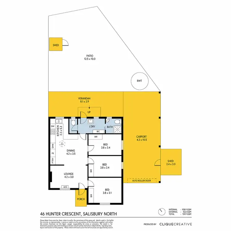 Floorplan of Homely house listing, 46 Hunter Crescent, Salisbury North SA 5108