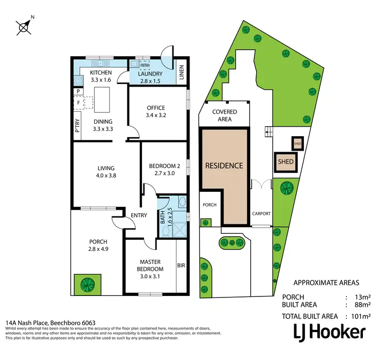 Floorplan of Homely semi-detached listing, 14A Nash Place, Beechboro WA 6063