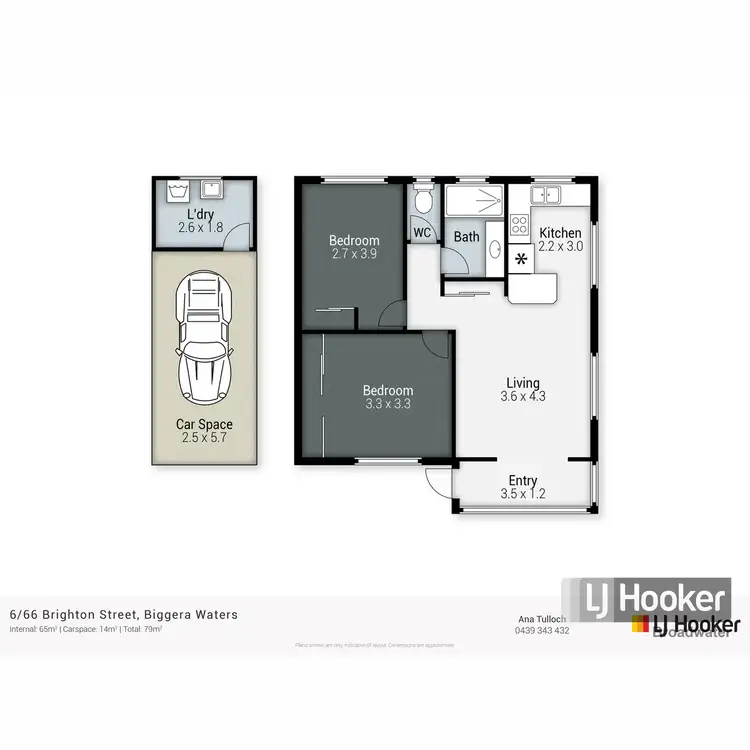 Floorplan of Homely unit listing, 6/66 Brighton Street, Biggera Waters QLD 4216