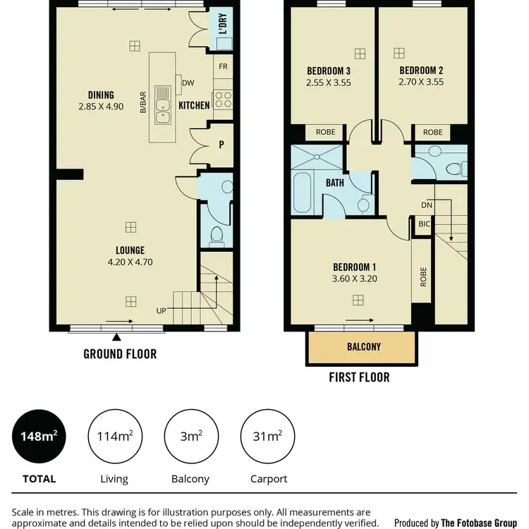 Floorplan of Homely townhouse listing, 7/55 Grasswren Way, Mawson Lakes SA 5095