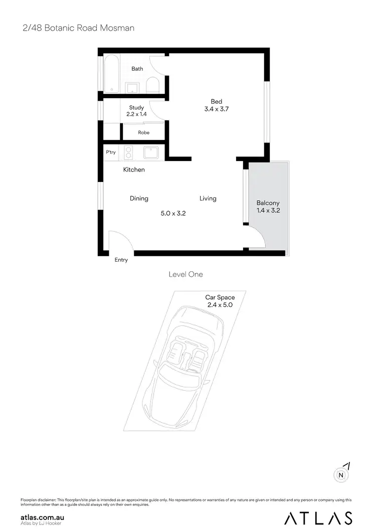 Floorplan of Homely unit listing, 2/48 Botanic Road, Mosman NSW 2088