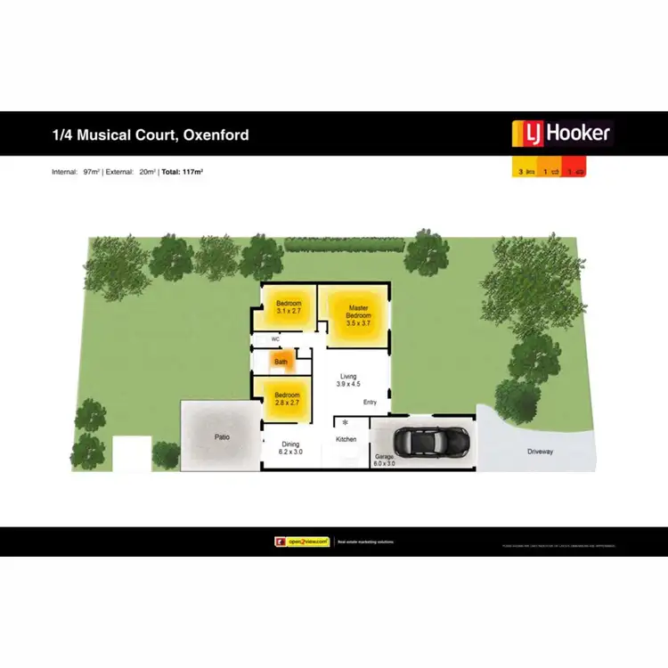 Floorplan of Homely semi-detached listing, 1/4 Musical Court, Oxenford QLD 4210