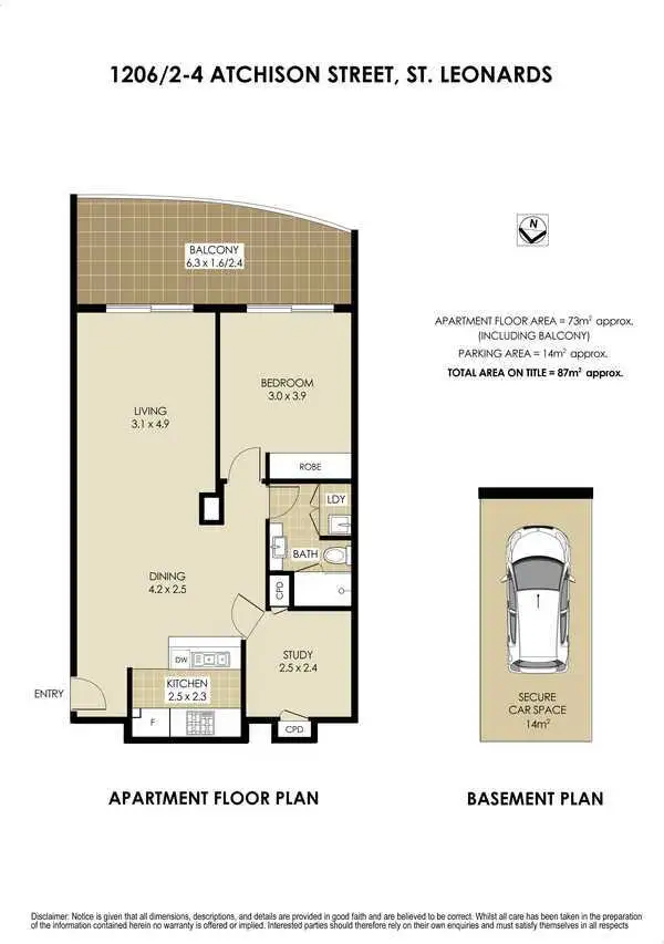 Floorplan of Homely apartment listing, 1206/2-4 Atchison Street, St Leonards NSW 2065